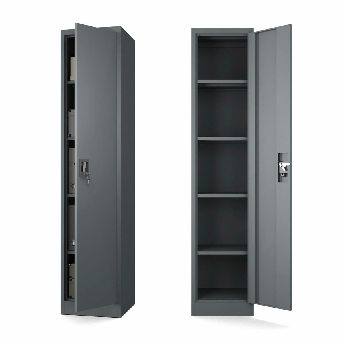 AKTENSCHRANK mit 4 Einlegeböden Anthrazit Stahl 40x185x45cm - Anthrazit, Metall (40/185/45cm) - Muralo