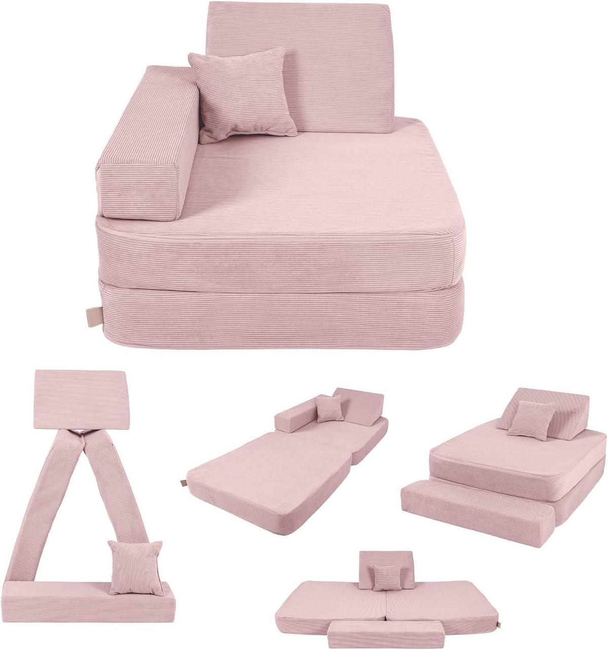 KINDERSESSEL Cordsamt Puderrosa - Hellrosa, Textil (80/24/80cm) - AngeLove
