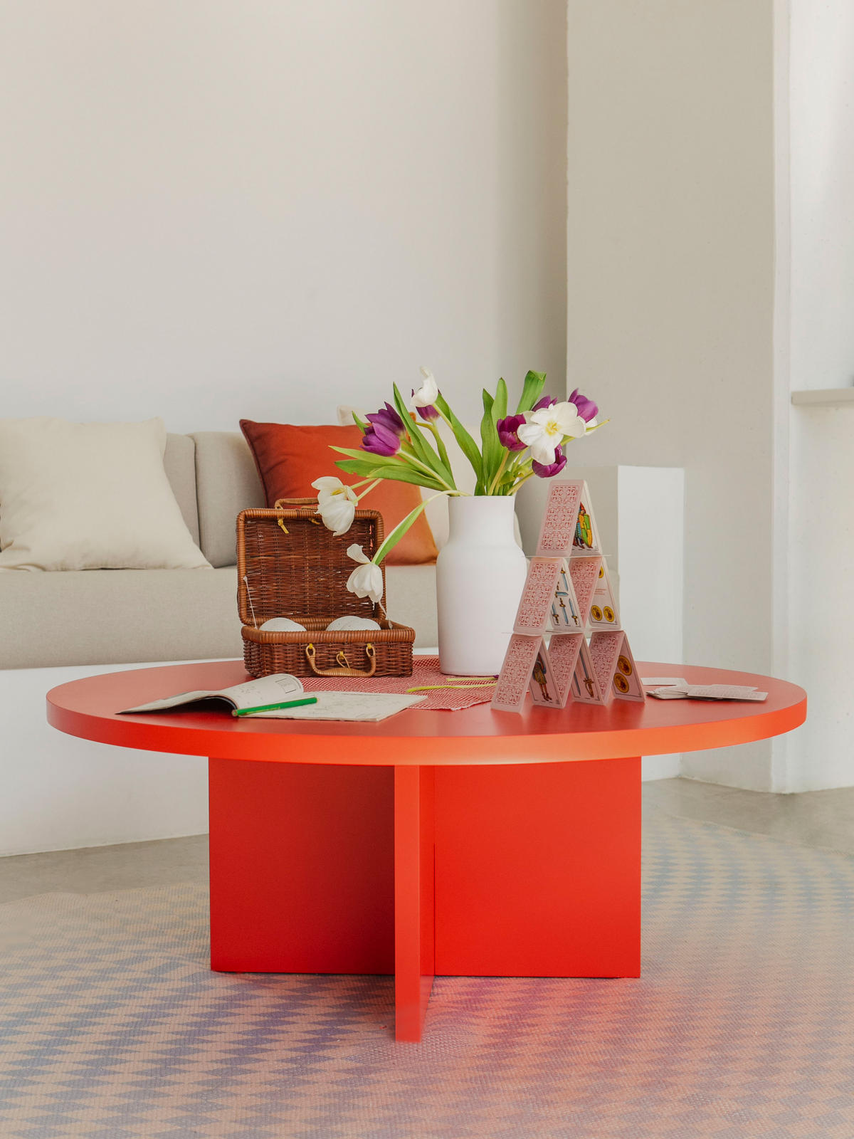 COUCHTISCH Runder, mit laminiertem 3 cm stark, Rot Llama, 100 cm - Rot, Holzwerkstoff (100/100/42cm) - RNT By Really Nice Things