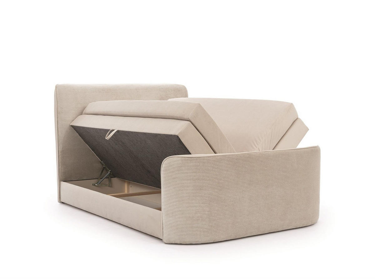 BOXSPRINGBETT Body In Stoff Paros - Creme, Holzwerkstoff/Textil (120/200cm) - Fun Möbel