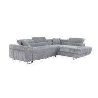 ECKSCHLAFSOFA Luis L, mit Schlaffunktion und Bettkasten – praktisch und bequem, Rechts, Grau - Schwarz/Grau, Textil (275/205cm) - AN-Moebel 4u