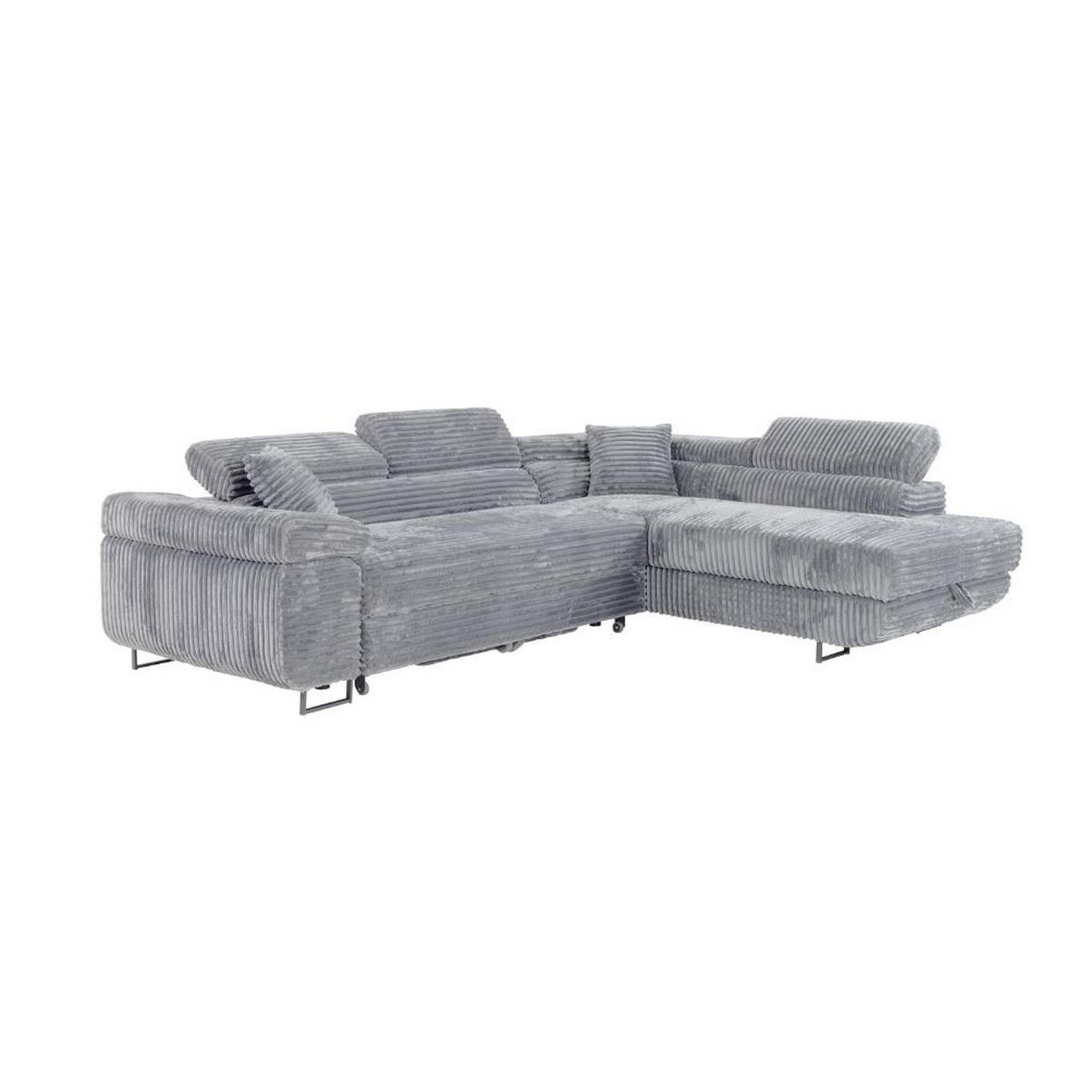 ECKSCHLAFSOFA Luis L, mit Schlaffunktion und Bettkasten – praktisch und bequem, Rechts, Grau - Schwarz/Grau, Textil (275/205cm) - AN-Moebel 4u