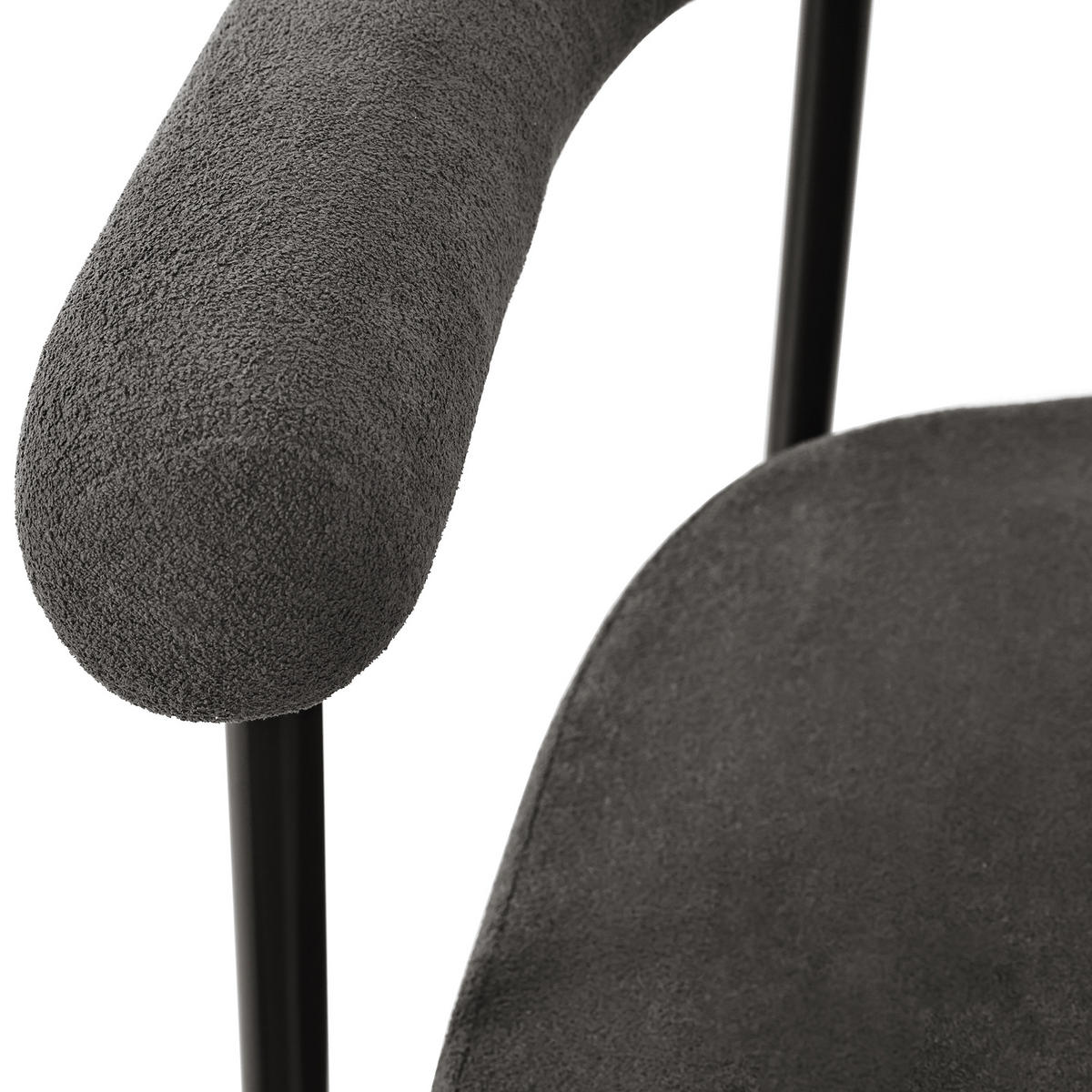 WOHNZIMMER STÜHLE mit Samtbezug, Ringsitz und Eisenrohrgestell in Dunkelgrau - Dunkelgrau, Textil (70/84/62cm) - EVRYAE