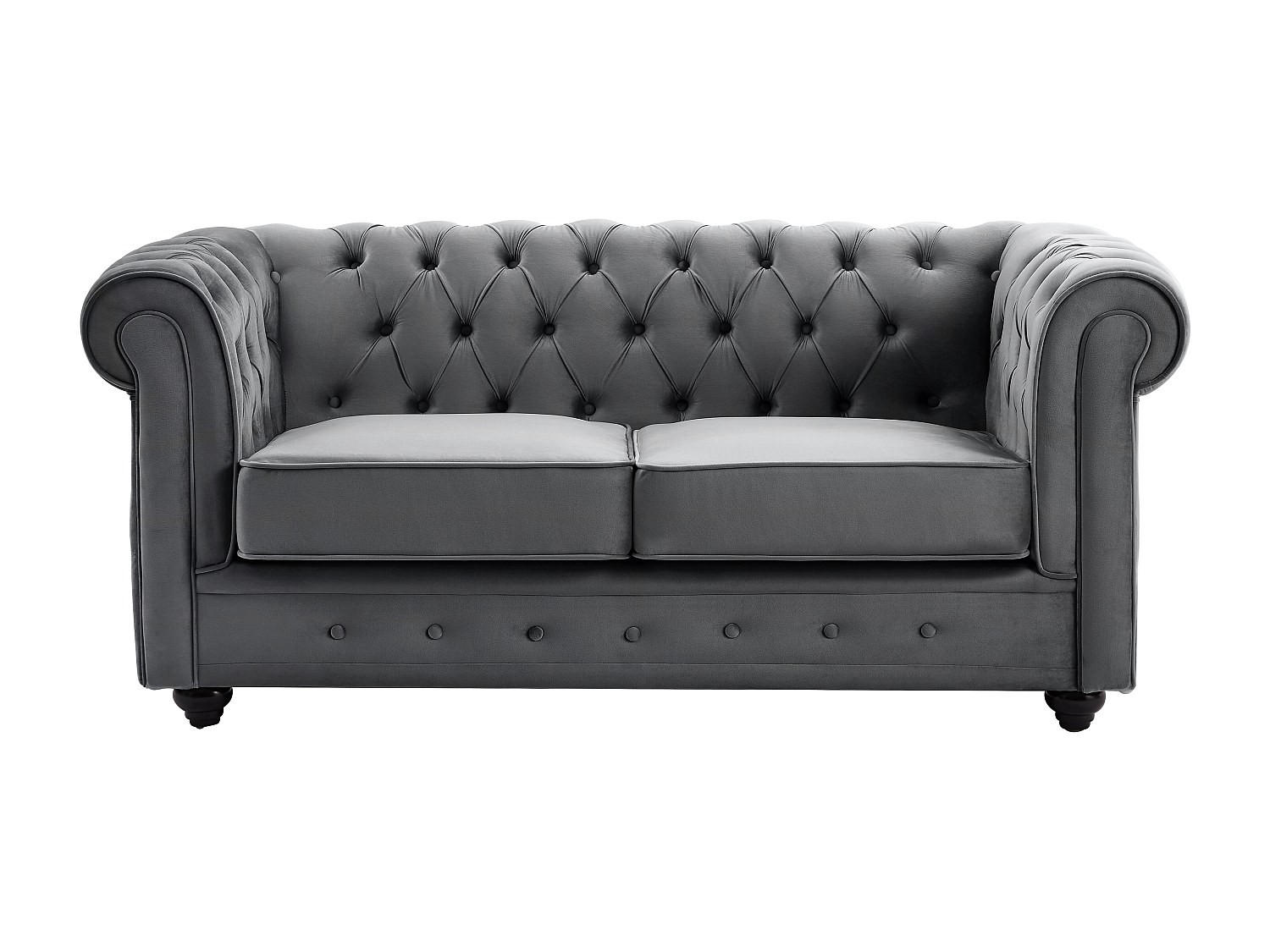 SOFA ohne Schlafmöglichkeit - 2 Personen - Samt, Stoff - Anthrazitgrau - - Anthrazit, Textil (168/72/88cm) - Vente-Unique