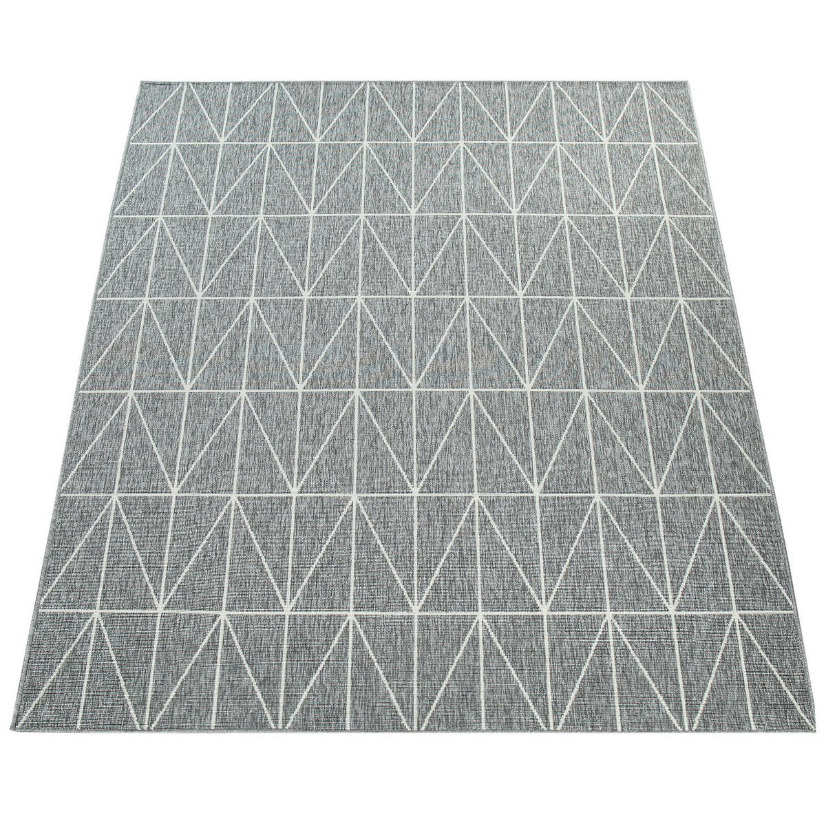 TEPPICH Outdoor Geometrisch Balkon, Terrasse schmutzabweisend Grau Rechteckig 160x230 - Grau, Textil (160/230cm) - KADIMA DESIGN