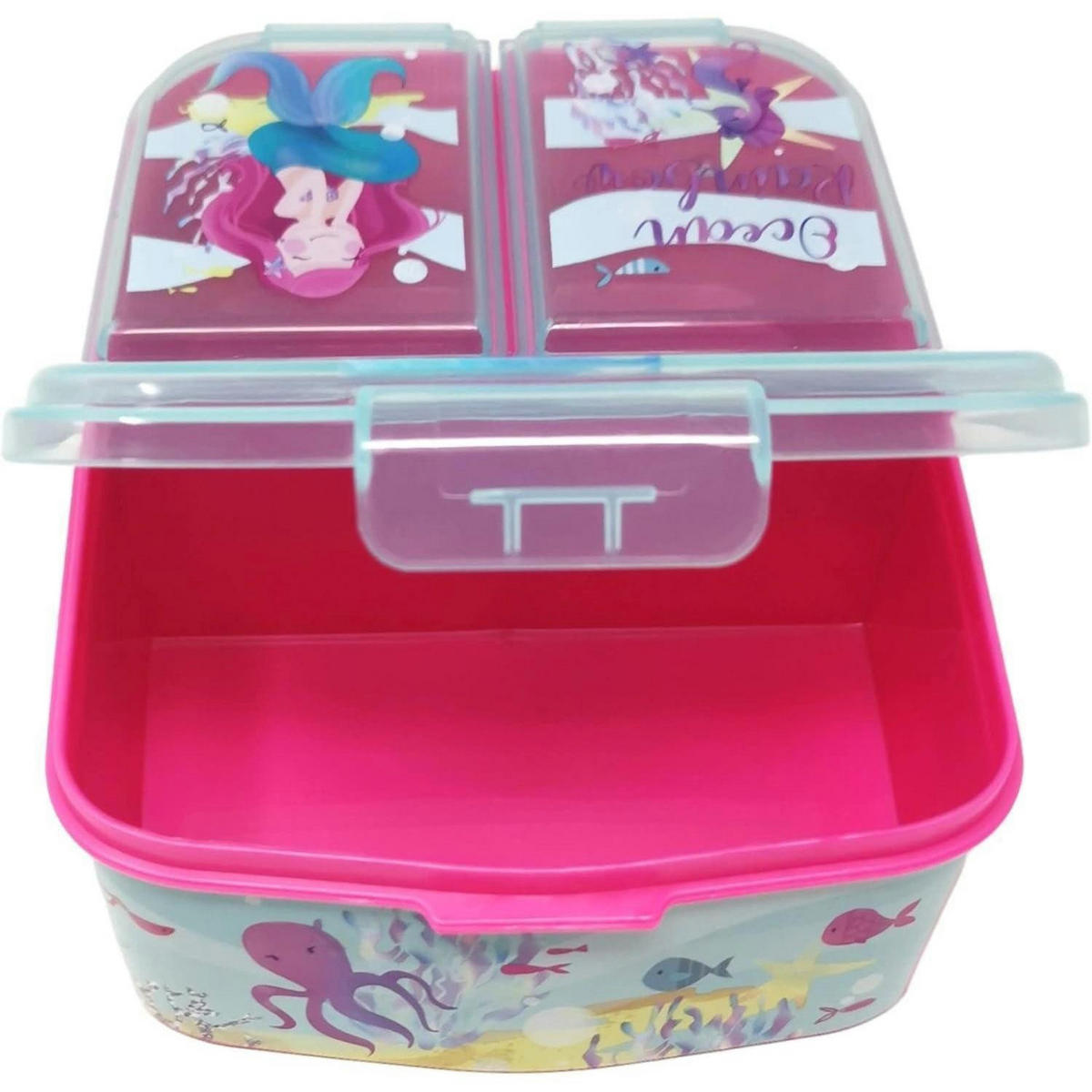 BROTDOSE Kinder mit Unterteilung Meerjungfrau 18 cm - Multicolor, Kunststoff (14/7/18cm)