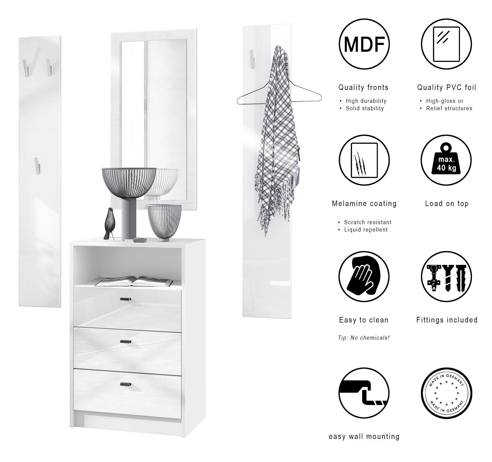 Vladon Garderobe Hellgrau 135x190x36 cm