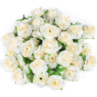 KUNSTBLUMEN Rosenköpfe 50 Stück Set Creme 4 cm - Creme, Textil (3.5cm)