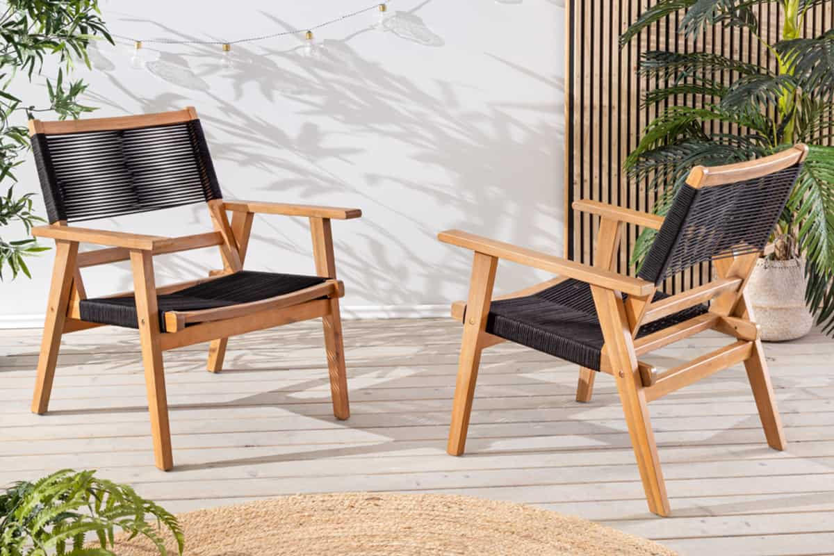 GARTENSTUHLSET BALI ROPE 2-teilig Akazie Natur|Anthrazit - Braun/Grau, Holz/Kunststoff (67/85/75cm) - riess-ambiente