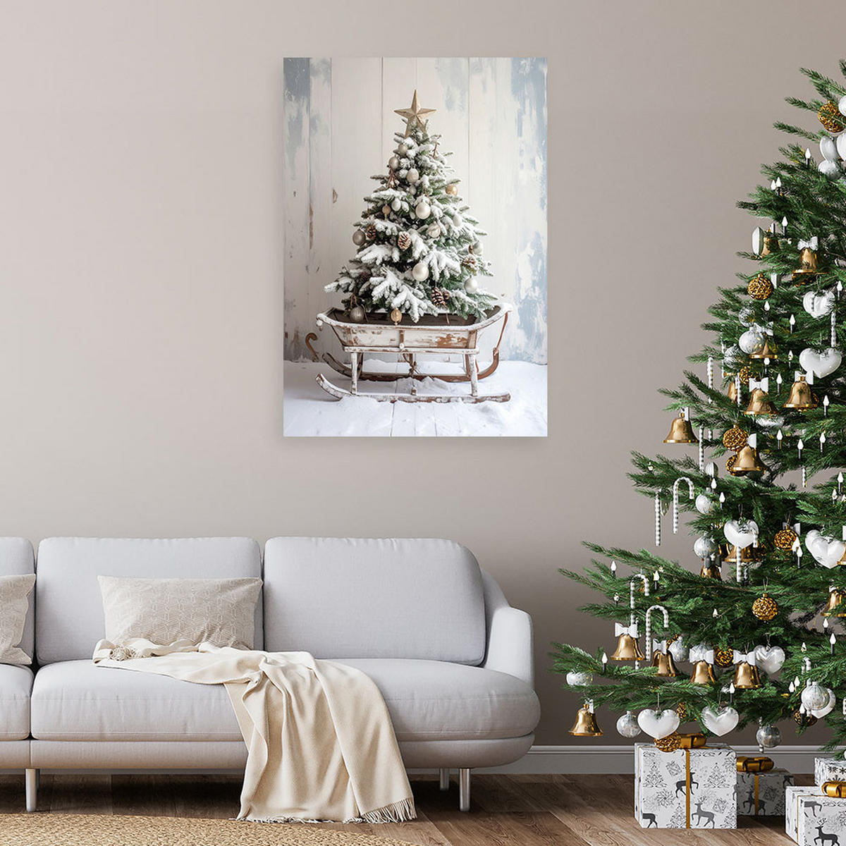 LEINWANDBILD Weihnachten 80x120cm - Grau, Textil (80/120cm) - Feeby