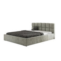 POLSTERBETT MALTA mit Kopfteil, 180 x 200 cm, Doppelbett mit Bettkasten und Lattenrost aus Metall, Velourstoff: Hellgrau - Hellgrau, Holz/Textil (180/200cm) - Agmat-Furniture