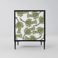 SIDEBOARD SEEDLING SONGBIRD, Schwarz, 57,5x42x72,5 cm, Schwarze Metallfüße - Multicolor/Schwarz, Holzwerkstoff/Metall (57.5/72.5/42cm) - SpaceRebels