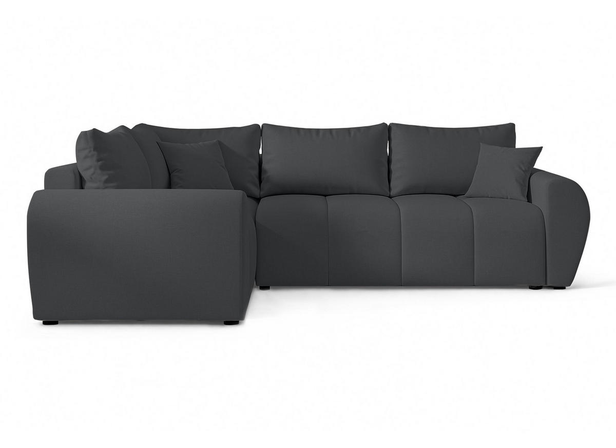 ECKSOFA L Form Malatya MAX Dunkelgrau 246/145/80 cm stilvolle mit Schlaffunktion L - Dunkelgrau/Schwarz, Kunststoff/Textil (175/235cm) - AX Living