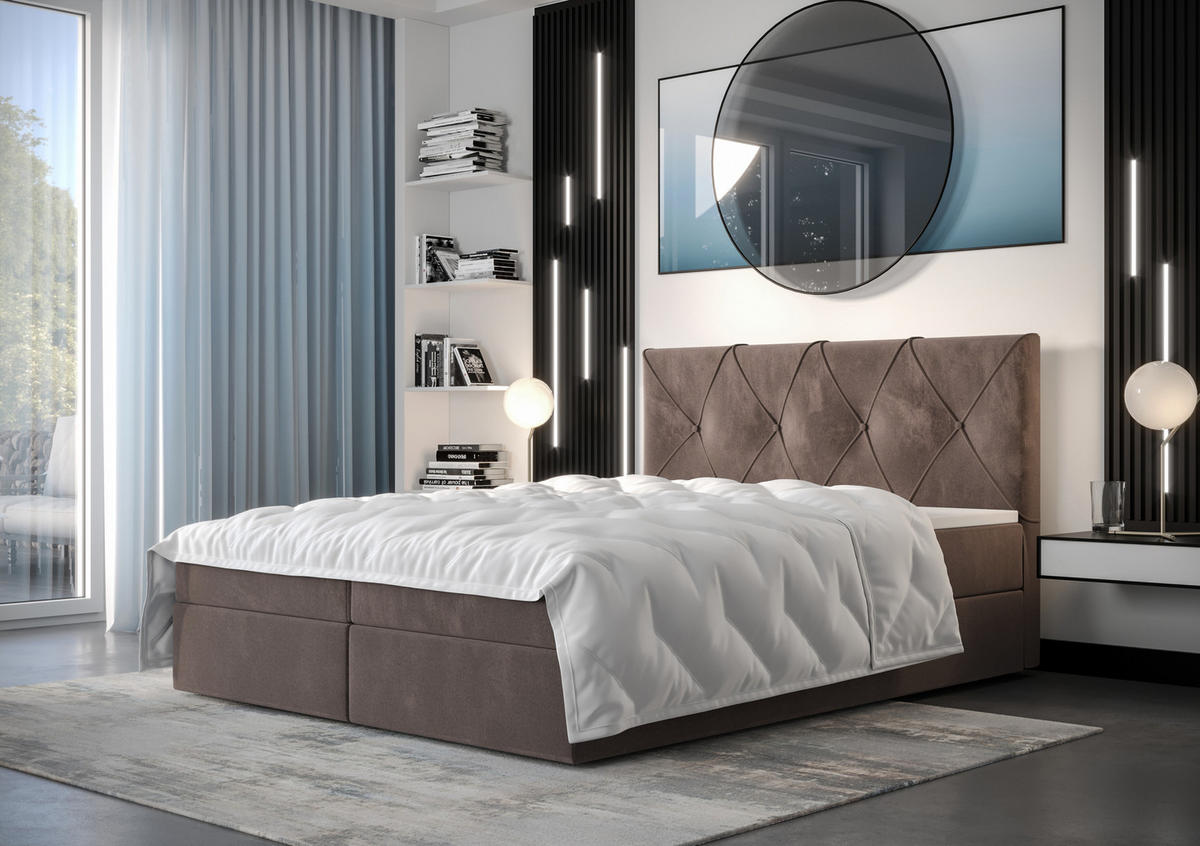 BOXBETT ALTEA 180x200, mit Matratze H3, Bonell und Topper, Monolith 15 - Braun, Holz/Kunststoff (180/200cm) - Bedante