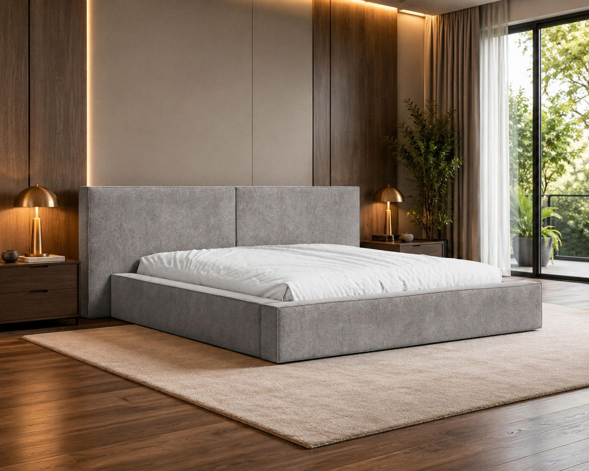 POLSTERBETT 06 140x200 cm – Tresor - Bett mit Bettkasten, Metall-Lattenrost - Grau, Holz (140/200cm) - ROYAL24_MARKT