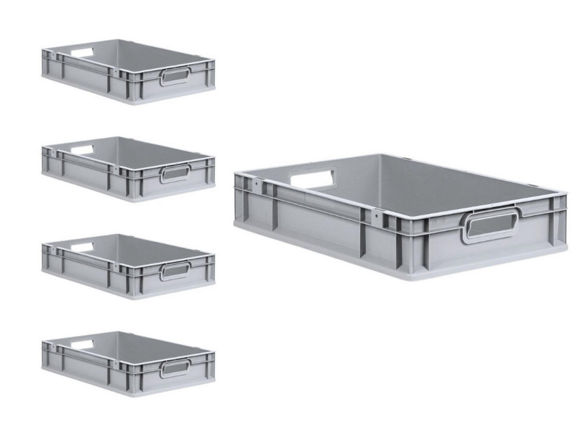 EUROBOX 5x Nextgen Economy Griffe Offen 12x40x60cm 23 Liter - Grau, Kunststoff (40/12/60cm) - PROREGAL