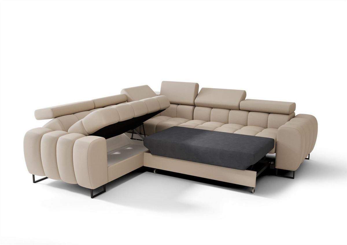 ECKSOFA Bastien Mit Schlaffunktion - Grün, Holzwerkstoff/Textil (260/260cm) - Fun Möbel