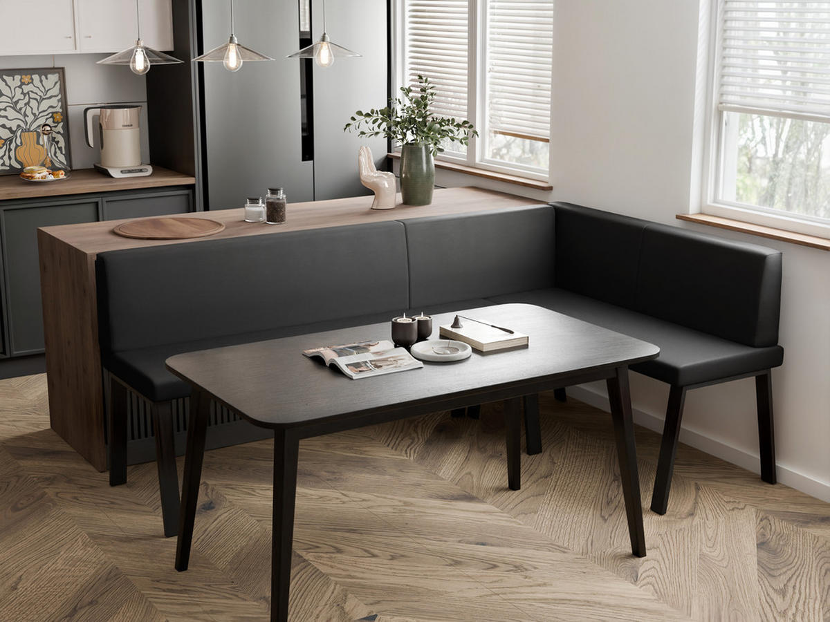 ECKBANK rechts MONO Y Kunstleder glatt, 142/196 cm Schwarz - Schwarz, Kunststoff/Textil (142/196cm) - Idohome