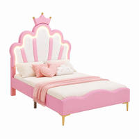 BETT mit LED-Beleuchtung 90x200 cm PU Pink - Rosa, Holzwerkstoff (90/200cm) - Meubliv