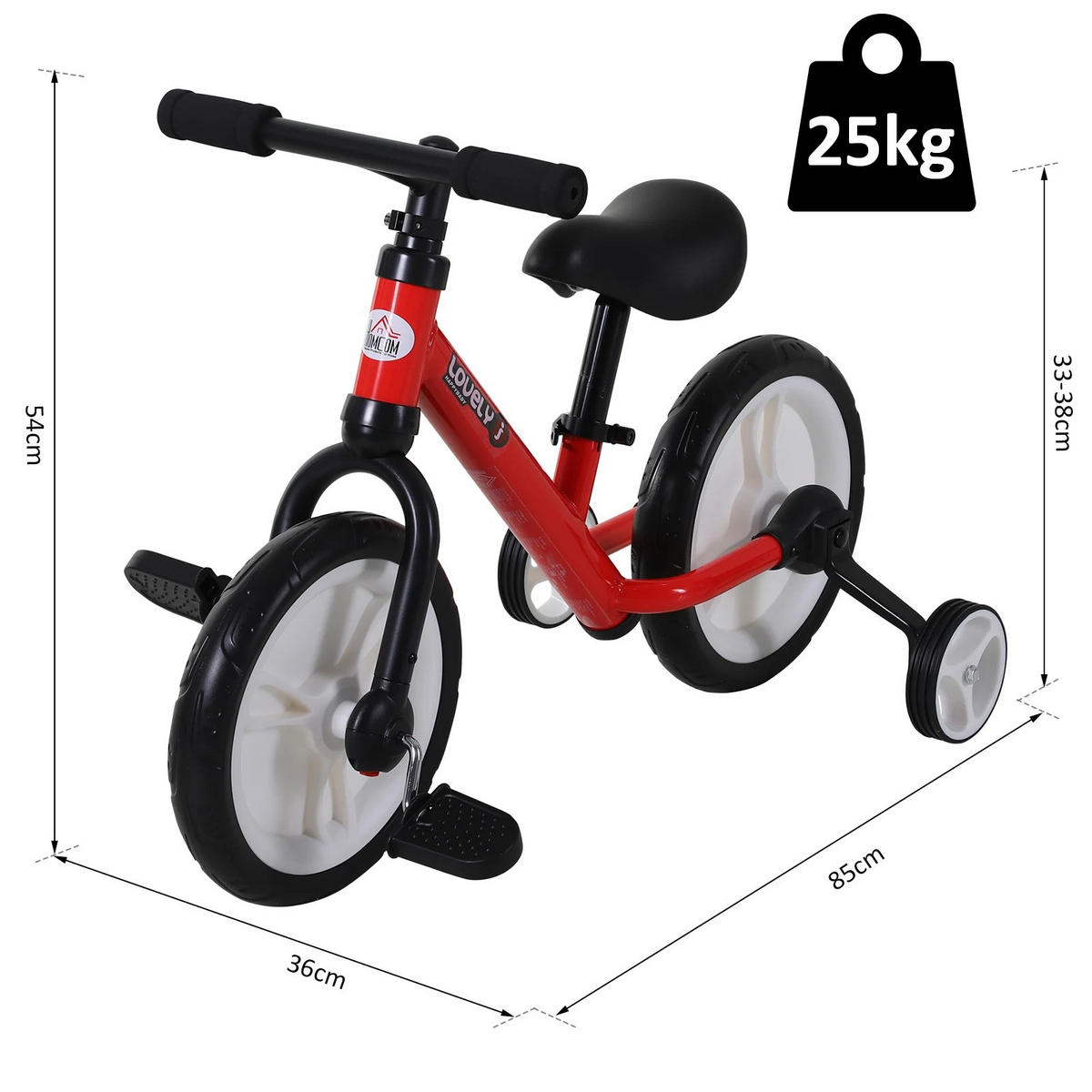 2IN1 LAUFRAD - Rot, Kunststoff/Metall (54/85/36cm) - Jamb
