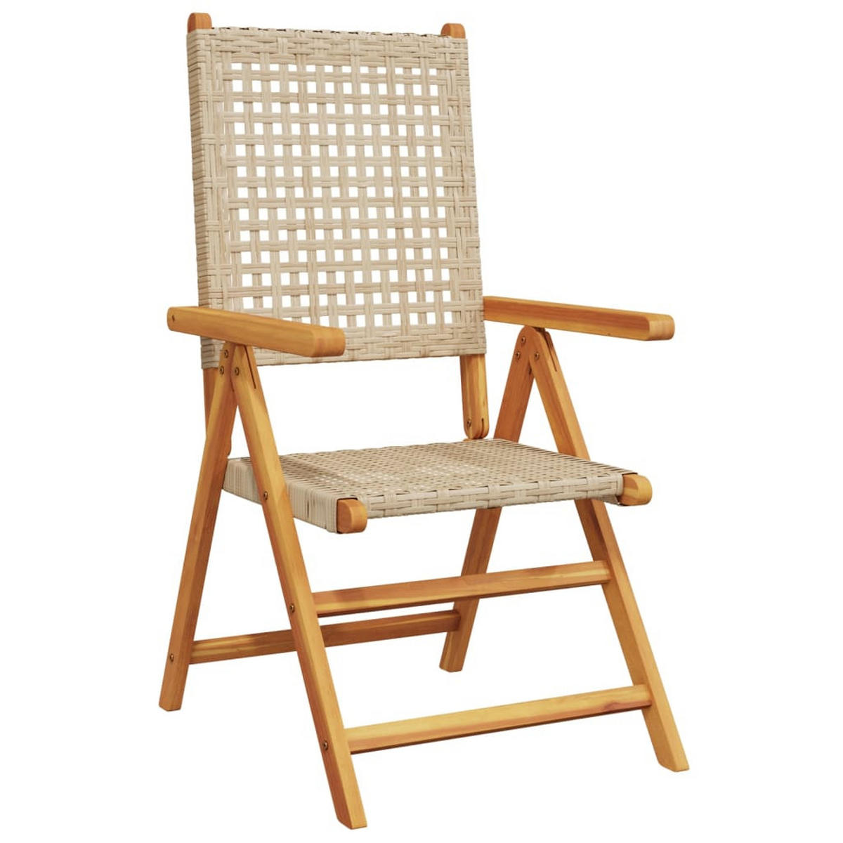 GARTENSTÜHLE 2er Set Beige Massivholz Akazie Und Poly Rattan - Beige, Holz (57/109/70cm) - vidaXL