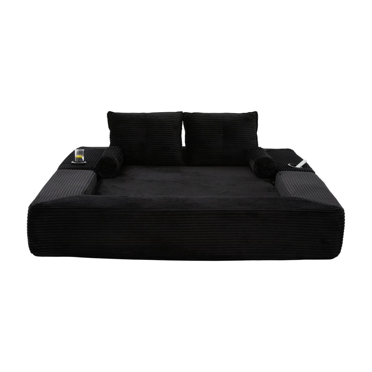 SCHLAFSOFA DE-33817 mit Federkern und Memory-Schaum Schwarz - Schwarz, Textil (180/80/98cm) - ComfortXL