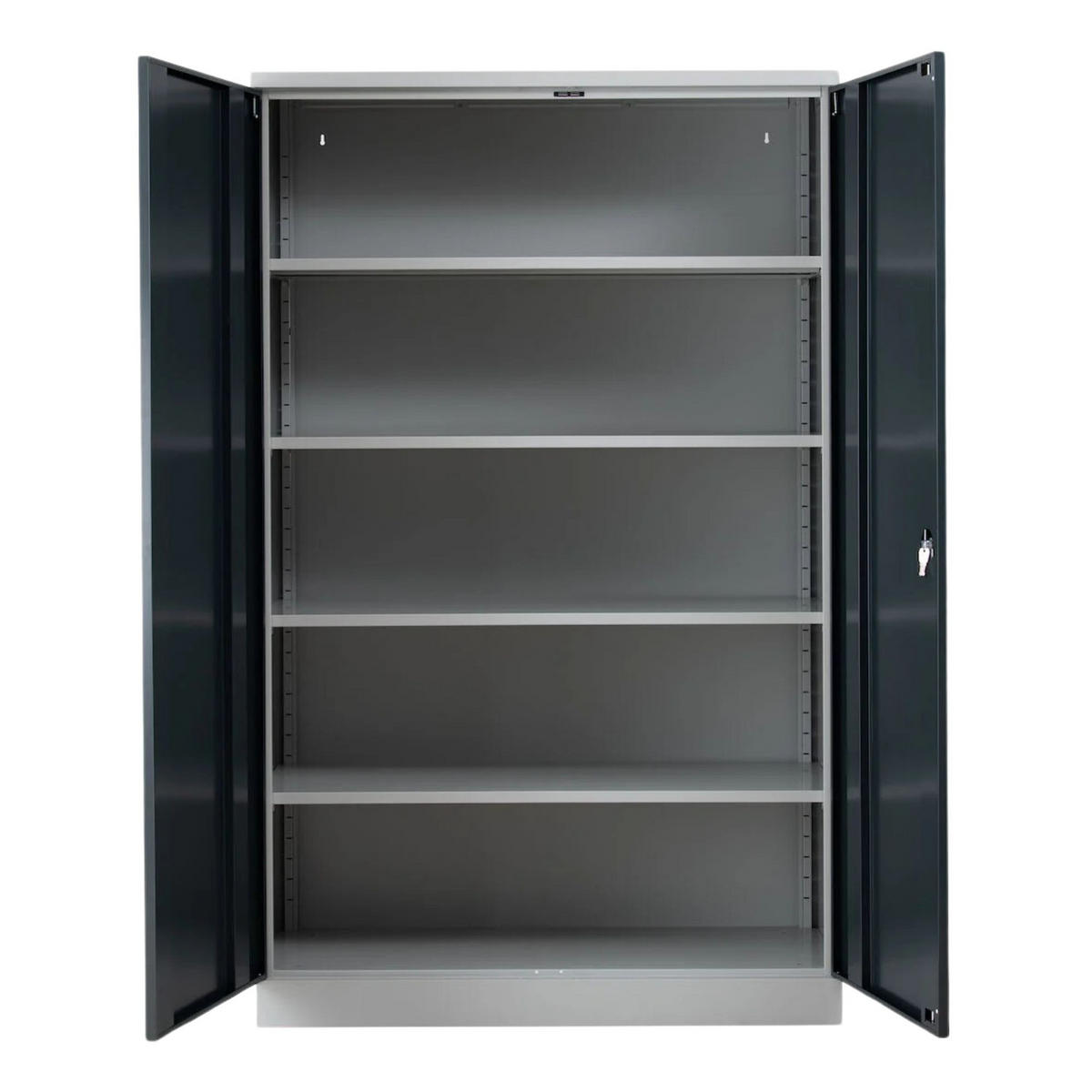 STAHLSCHRANK Bee mit 5 lackierten Fachböden 195x120x50 cm Korpusfarbe Lichtgrau Frontfarbe Anthrazit - Anthrazit, Metall (120/195/50cm)