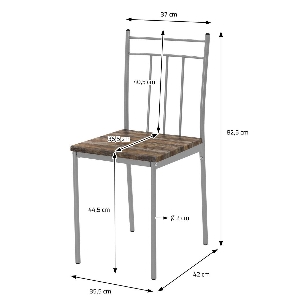 ESSTISCH Set Treibholz - Braun, Metall (70/82.5/110cm) - ML-DESIGN