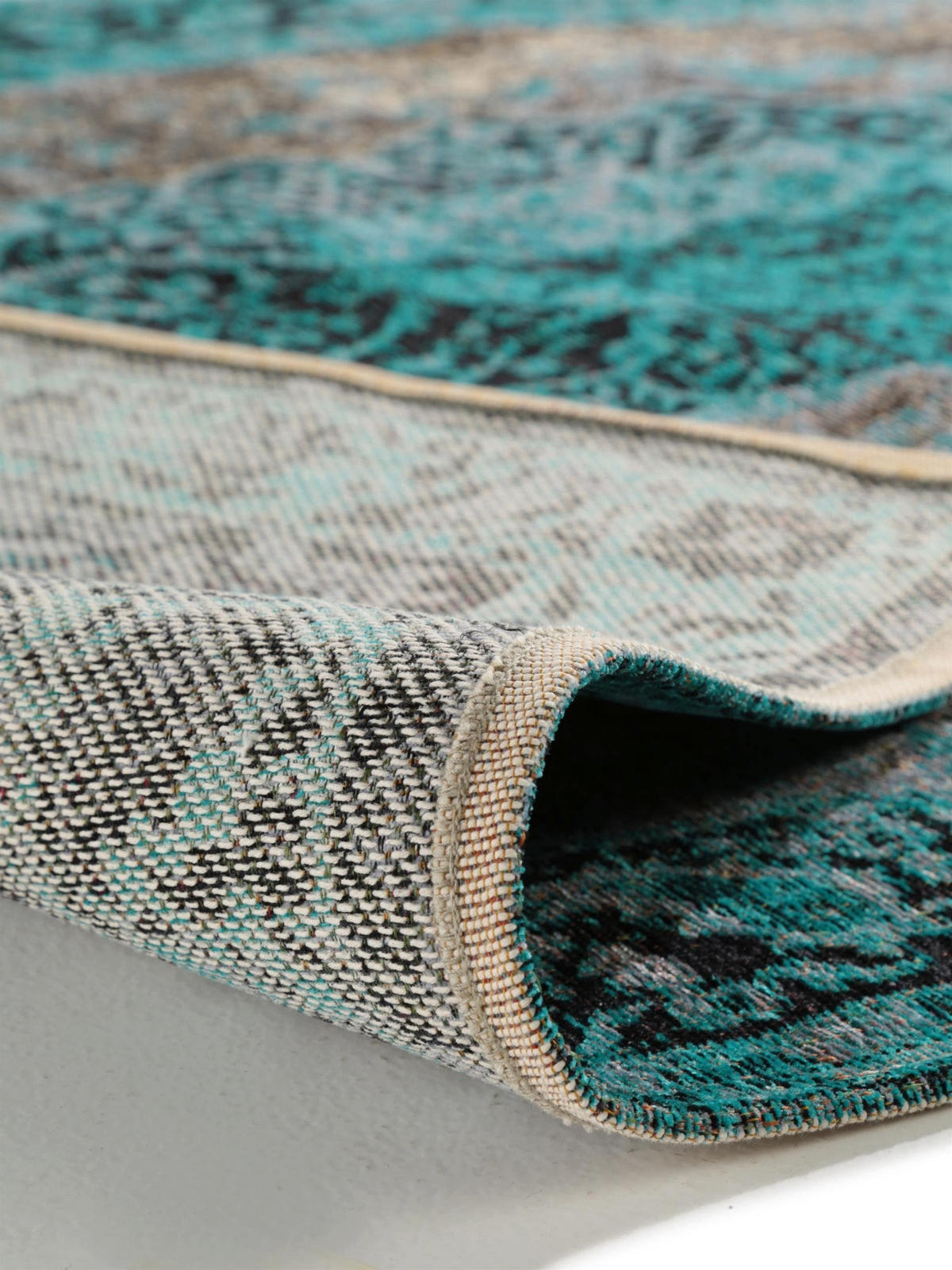 FLACHGEWEBETEPPICH Tosca Türkis 75x165 cm - Türkis, Textil (75/165cm) - benuta Pop