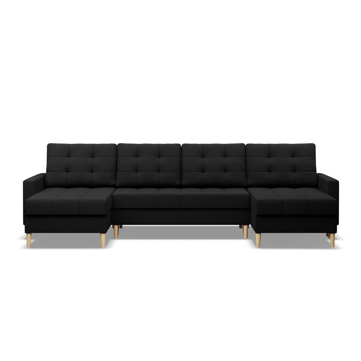 U-SOFA MIT SCHLAFFUNKTION ELMA, Schwarz - Schwarz, Textil (294/92/140cm)