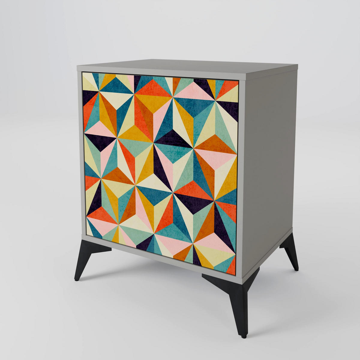 SIDEBOARD TESSELATE TREASURES, Grau, 57,5x42x57,5 cm, Ohne Füße - Multicolor/Grau, Holzwerkstoff (57.5/57.5/42cm) - SpaceRebels