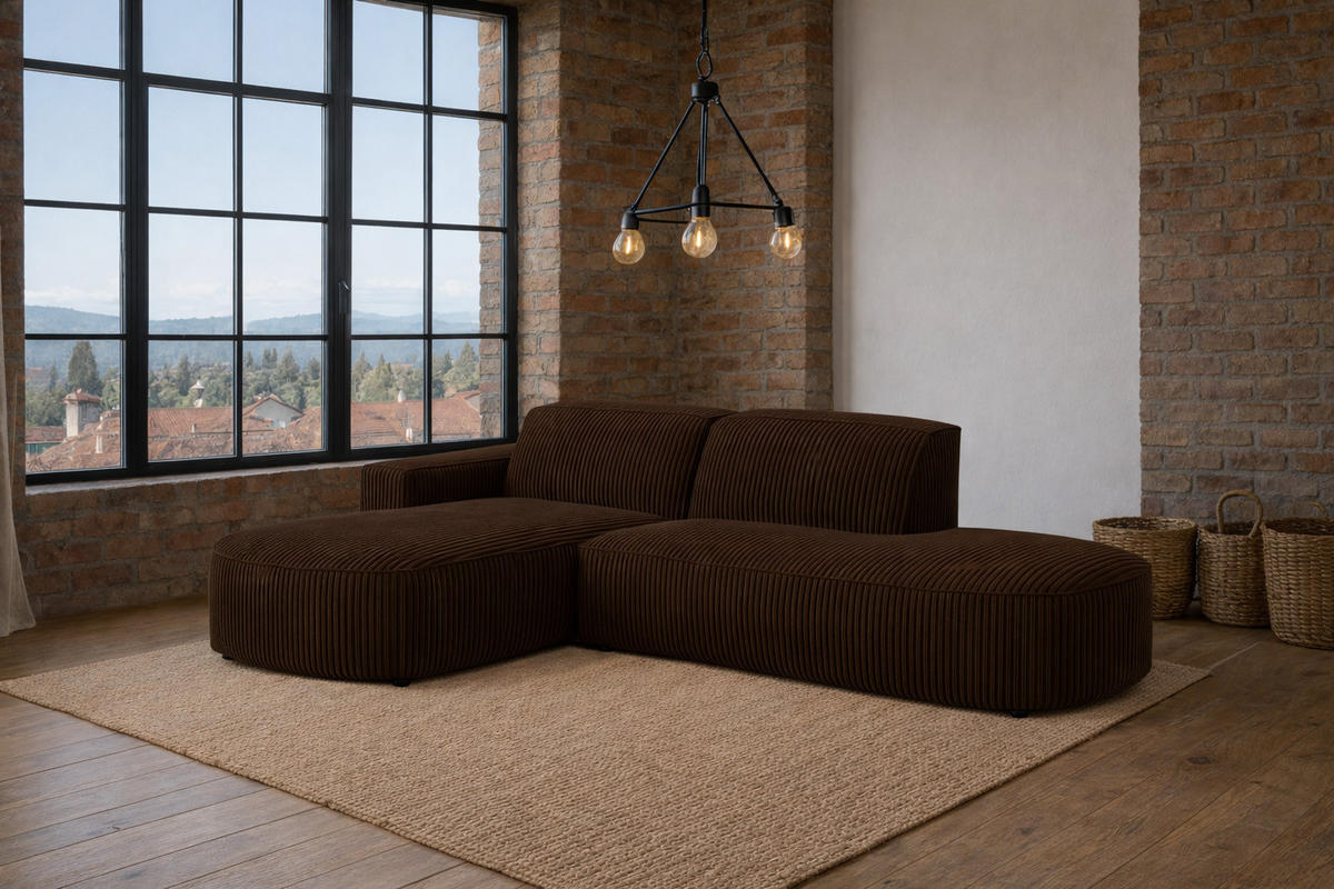 ECKSOFA Cursal Atelier, Stoff Poso, Braun, Links - Braun, Holz (269/166cm) - Kaiser Möbel