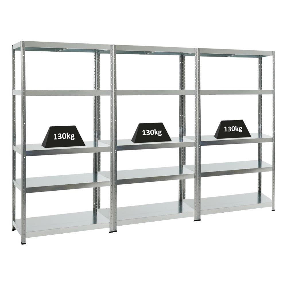 SCHWERLASTREGAL Steel Eagle 3er-Set mit 3x 180x90x40 cm Fachlast 130 kg Verzinkt - Silberfarben, Metall (270/180/40cm) - PROREGAL