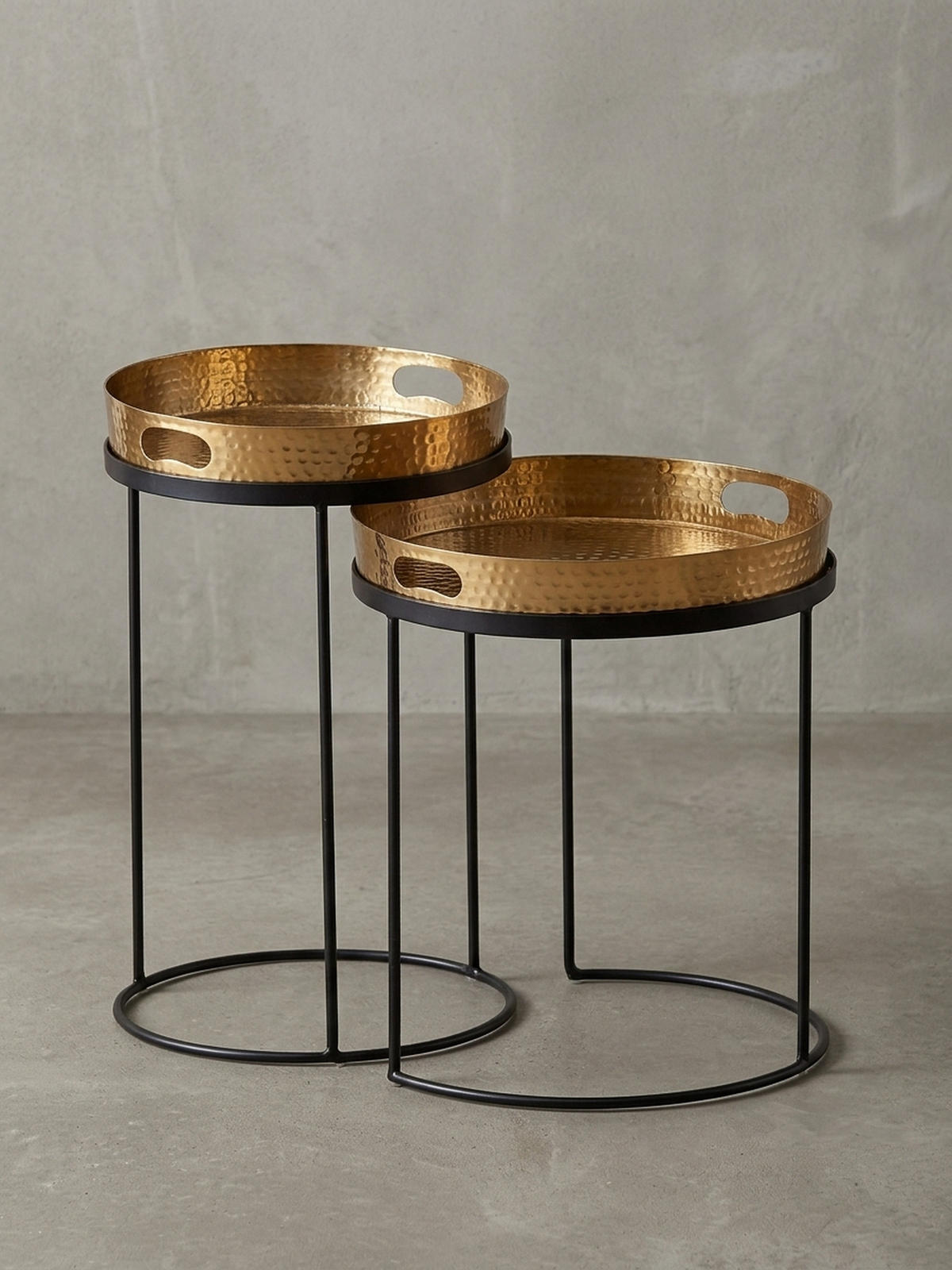 BEISTELLTISCH Aluminium Stahl Hammerstruktur Abnehmbare Platte NERA, Gold 38x38x45 cm - Goldfarben/Schwarz, Metall (38/38/45cm) - KADIMA DESIGN