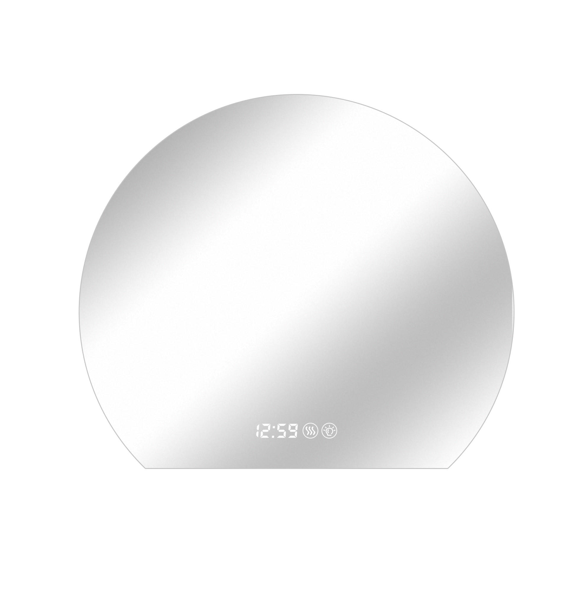 LED Badezimmerspiegel 80x72x2.5cm Silber, dimmbar mit 3 Lichtfarben, Entspiegelung & Smart-Display - Silberfarben, Glas (2.5/80/72cm) - Modfu