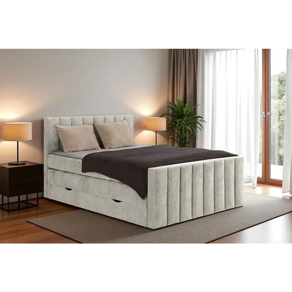 Thumbnail - KS Home Concept Boxspringbett, Beige, Textil, H3, 140x200 cm, Schlafzimmer, Betten, Boxspringbetten