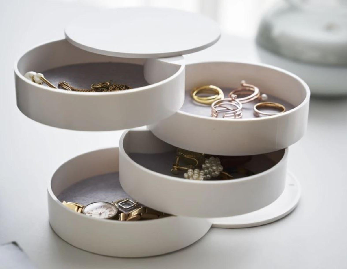 SCHMUCKKÄSTCHEN 4 Ebenen - 10/10/10 cm - Weiß, Kunststoff (10/10/10cm) - Yamazaki