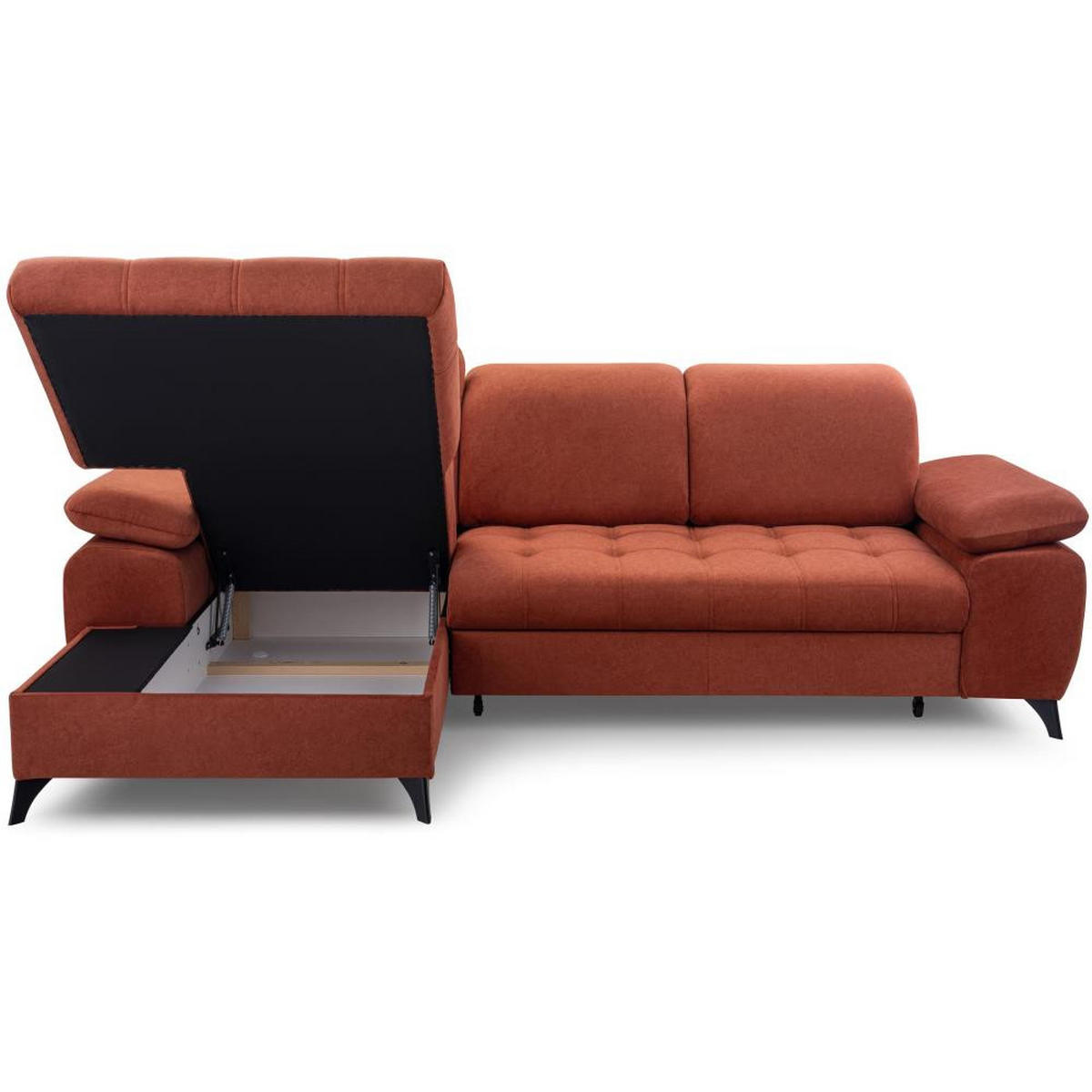 ECKSCHLAFSOFA Bello hellgrau links - Hellgrau/Schwarz, Textil (265/156cm) - Beautysofa