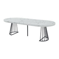 ESSTISCH ausziehbar - 2 bis 12 Personen - MDF & Stahl - Marmor-Optik Weiß & Schwarz - FIRELA - Schwarz/Weiß, Holz (260/110/76cm) - Vente-Unique