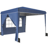 PAVILLON 3 x3 m Wasserdicht höhenverstellbar Pop-up Faltpavillon Dunkelblau - Weiß/Dunkelblau, Textil/Metall (300/275/300cm) - Outsunny