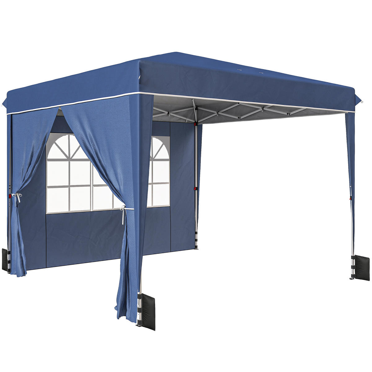PAVILLON 3 x3 m Wasserdicht höhenverstellbar Pop-up Faltpavillon Dunkelblau - Weiß/Dunkelblau, Textil/Metall (300/275/300cm) - Outsunny