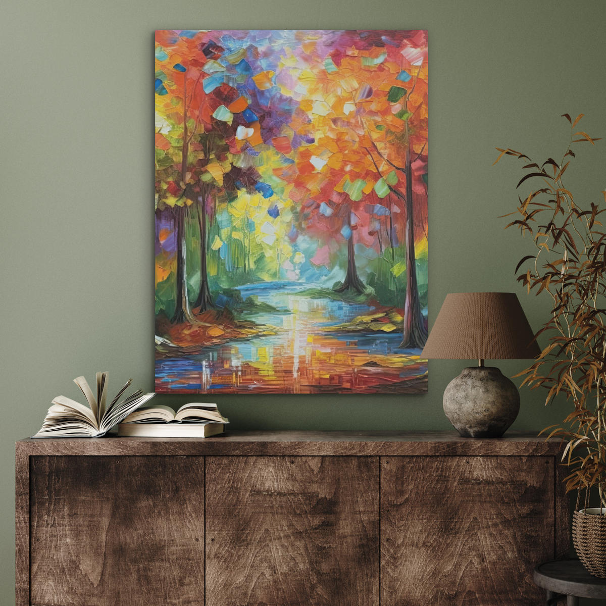 AKUSTIKBILD Landschaft - Wald - Farben - Natur Wandbilder 60x80 cm - Multicolor, Textil (60/80/0.9cm) - MuchoWow