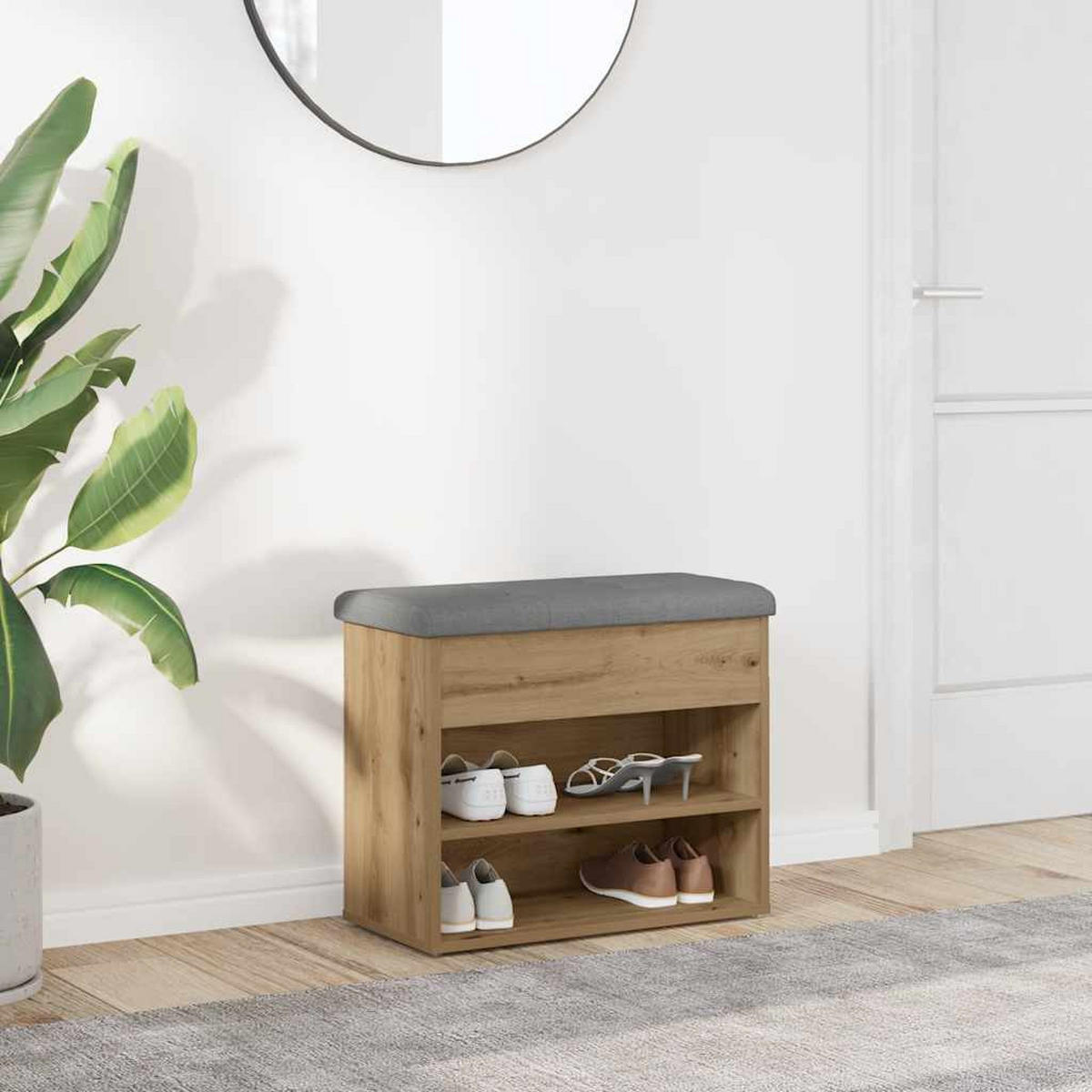 SCHUHBANK Artisan-Eiche 62/32/50 Cm Holzwerkstoff - Braun, Holzwerkstoff (32/50/62cm) - vidaXL