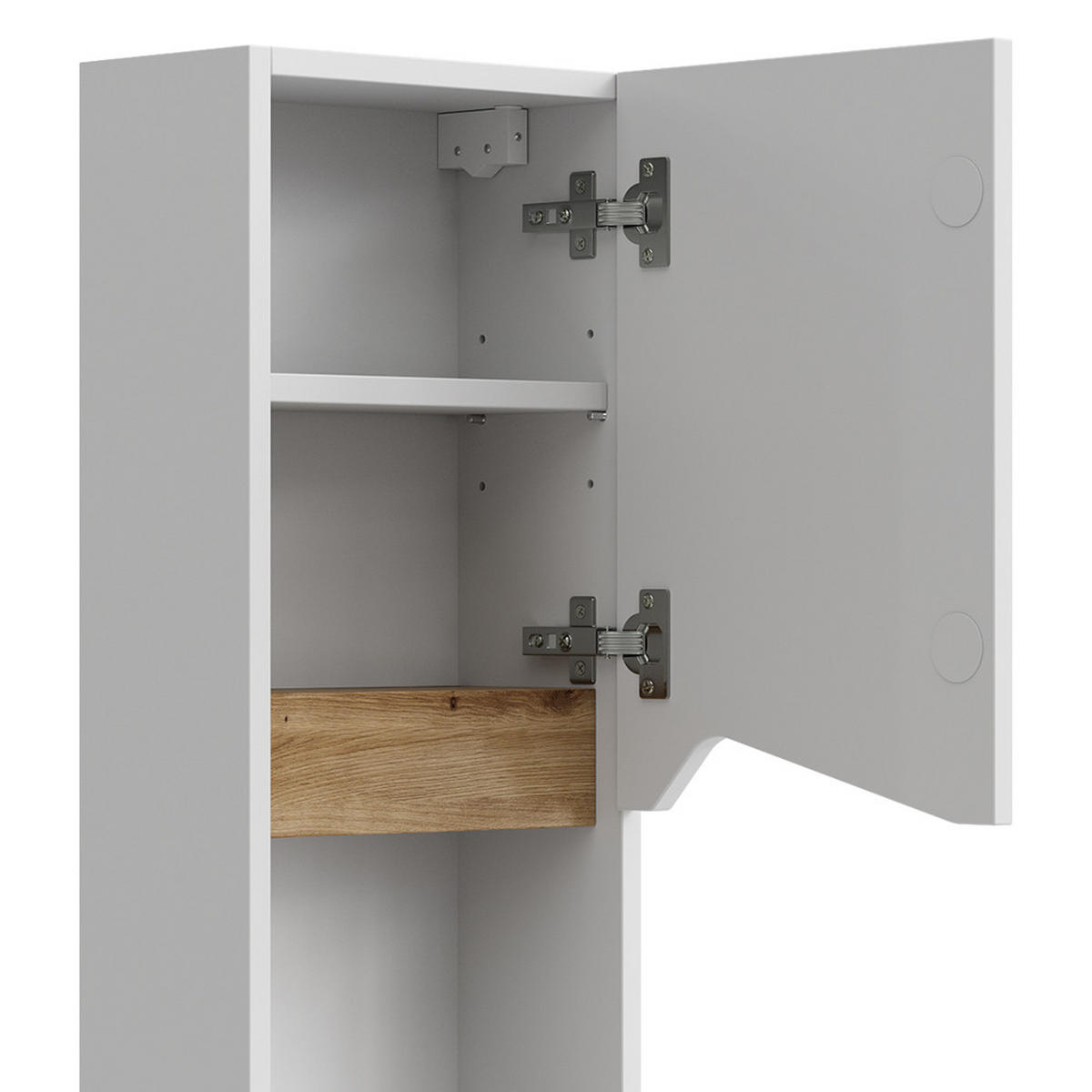 BADSCHRANK Marelle Weiß 30 x 67 cm mit Tür und offenem Fach - Weiß, Holzwerkstoff (30/67/17cm) - Vicco