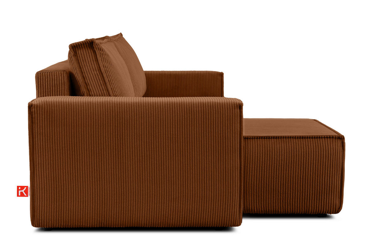 ECKSOFA-LINKS/RECHTS NAPI Schlaffunktion mit Cordbezug, rot - Schwarz/Orange, Textil (262/148cm) - KONSIMO®