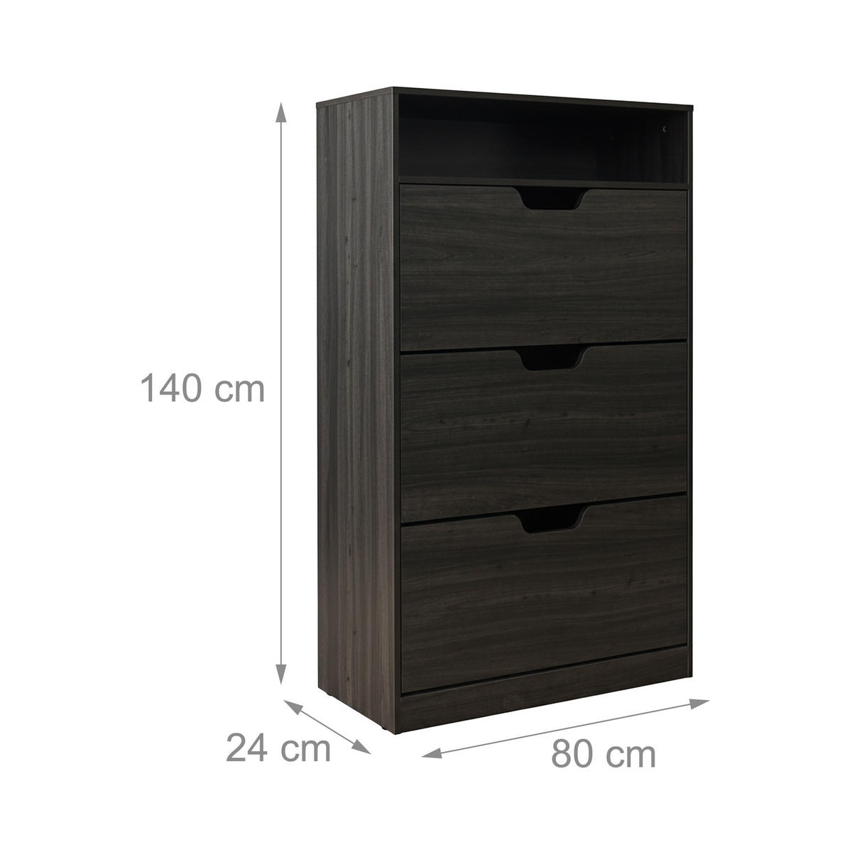 SCHUHSCHRANK - Grau, Holzwerkstoff/Kunststoff (80/140/24cm) - Relaxdays