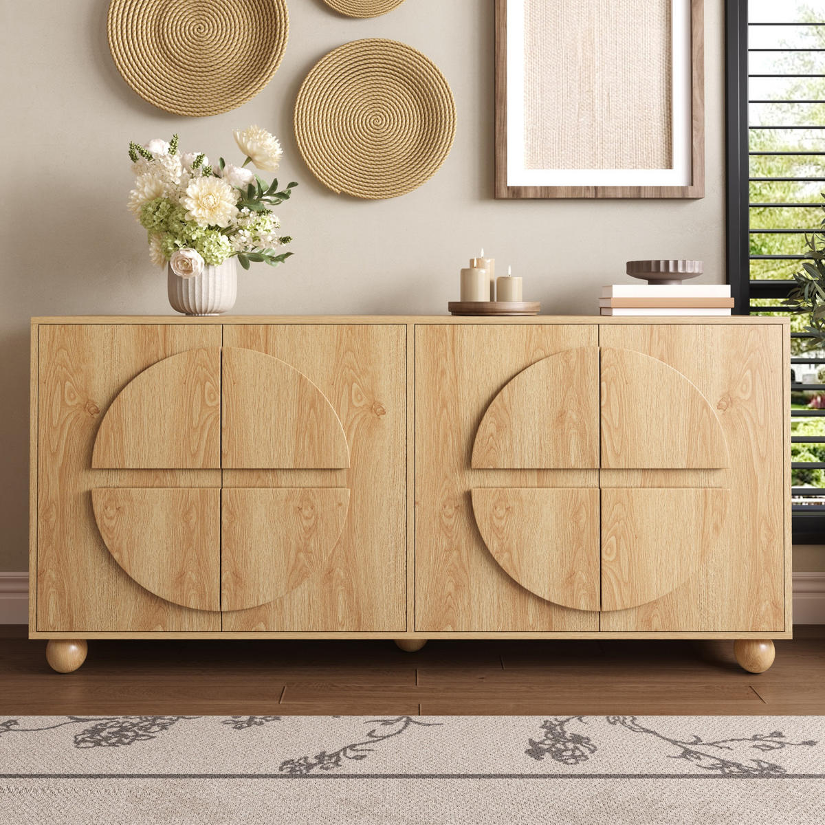 SIDEBOARD mit 4 Türen und verstellbaren Böden - Naturfarben, Holzwerkstoff (160/76/38cm) - FLIEKS