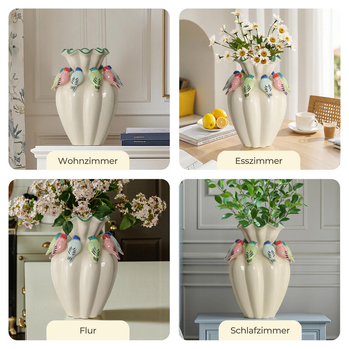 VASE aus Keramik, Ø17 x H38.8 cm, weiß - Weiß, Keramik (38.8cm) - Hometopia