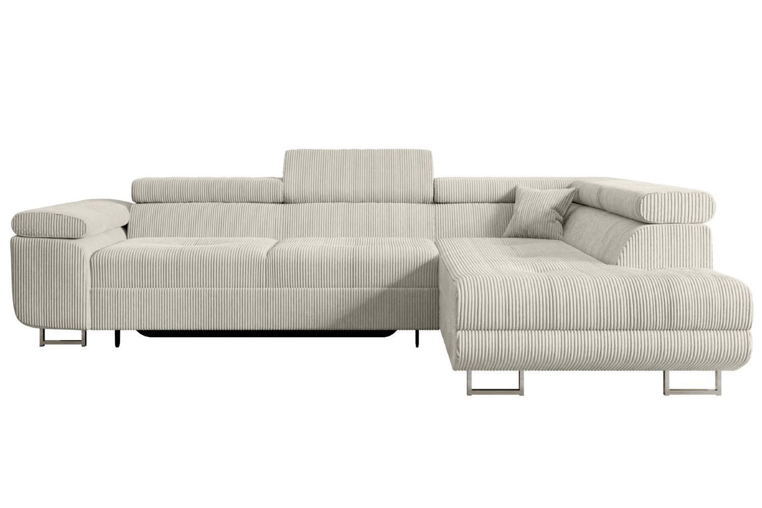ECKSOFA mit Schlaffunktion und Bettkasten GUSA-L 272x202x107 cm Grau Cord - Silberfarben/Hellgrau, Holzwerkstoff/Textil (272/202cm) - ALTDECOR