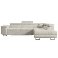 ECKSOFA mit Schlaffunktion und Bettkasten GUSA-L 272x202x107 cm Grau Cord - Silberfarben/Hellgrau, Holzwerkstoff/Textil (272/202cm) - ALTDECOR